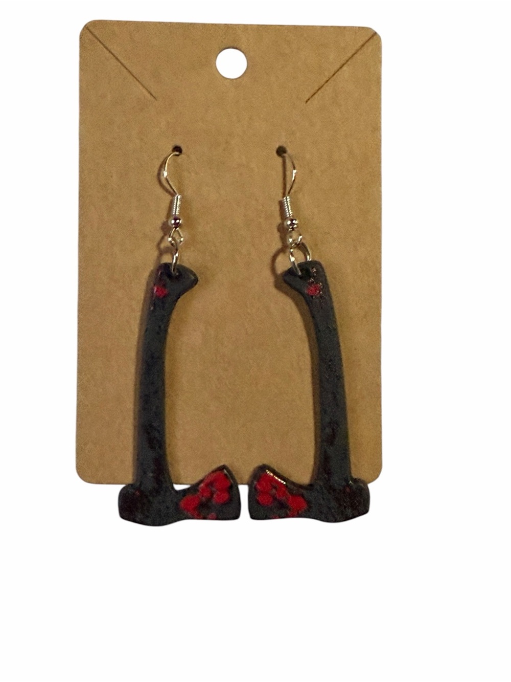 Black Drop Earrings Bloody Axe Horror - Women Jewelry